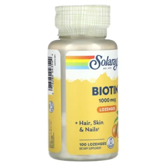 SOLARAY High Potency Biotin 1000 mcg | Natural Orange Juice Flavor | Healthy Hair, Skin & Nails Support | 100 Lozenges image {3}