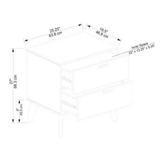 Reid 2 Drawer Nightstand Chest Walnut - Linon image {12}