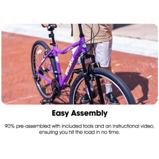 BAMCBASE Lilac 26 Inch Mountain Bike for Women Men, 21 Speed Steel Frame Adult Bicycle, MTB Bikes with Suspension Fork image {4}