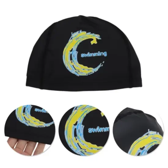 Unique Bargains Knitted PU Elastic Moon Pattern Swim Cap 1 Pc image {2}