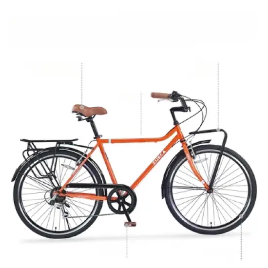 INFURNIC Bicycles, 26 Inch Vintage Style Bike for Men Women, 7-Speed Retro Commute Bike, Orange, 66.93"*22.05"*37.8" image {2}