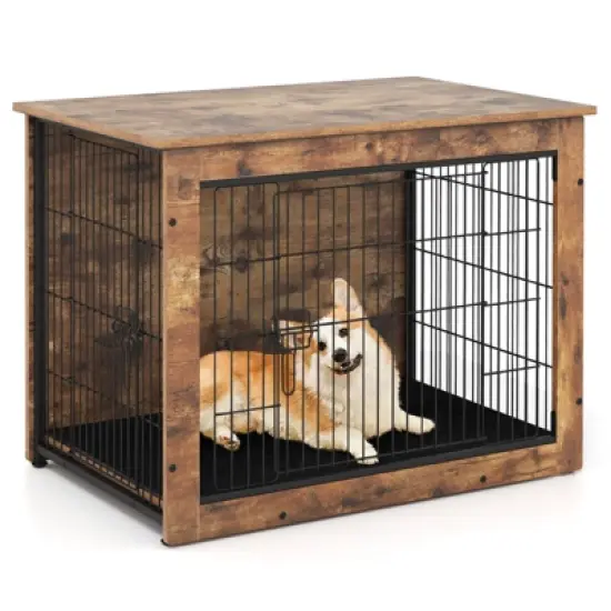 Tangkula Dog Crate Furniture for Small/Medium Dogs 33" Indoor Pet House Side End Table image {10}