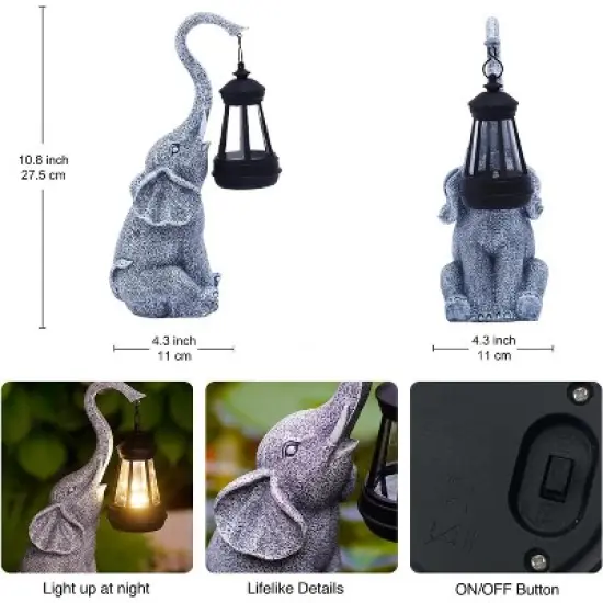 Paaaawaters Elephant Statue for Garden Decor with Gift Appeal - Ideal Gifts for Women, Mom or Birthdays, Beautifully Crafted Outdoor image {3}