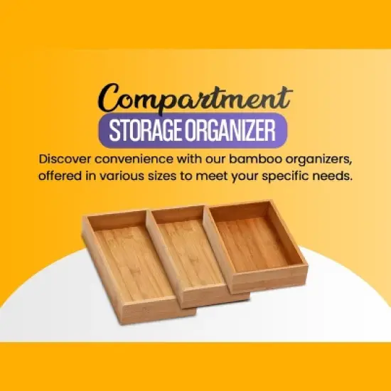 YBM HOME Bamboo Drawer Organizer Storage Box for Kitchen Drawer, Junk Drawer, Office, Bedroom, Children Room, Craft, Sewing, and Bathroom, Pack of 6 image {6}