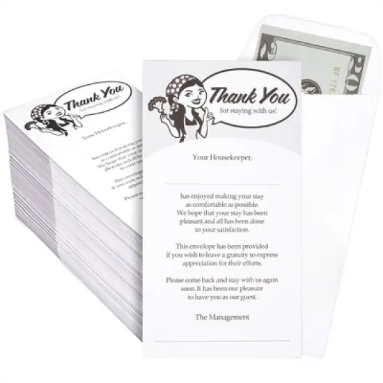 Juvale 500 Pack Housekeeping Thank You Envelopes for Cash, Coins, Gratuity, 3.5 x 6.5 In image {5}