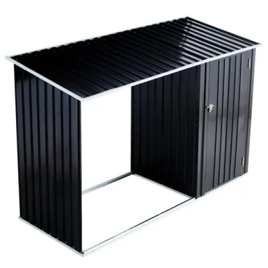 Firewood Storage Shed, Outdoor Firewood Rack, Outdoor Storage Shed with Log Holder, Firewood Shelter for Patio, Anthracite Galvanized Steel image {11}