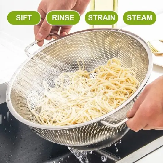 Colander Stainless Steel 3-Quart, Strainer for Kitchen Food, Dishwasher Safe image {4}