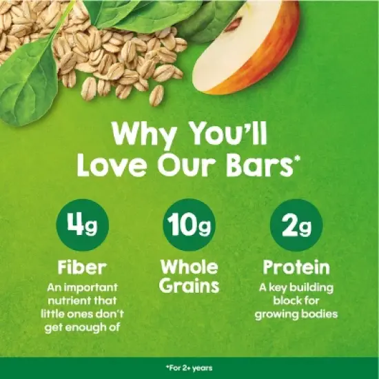 HappyTot Fiber & Protein Organic Apples and Spinach Soft-Baked Oat Bar - 5ct/0.88oz Each image {12}