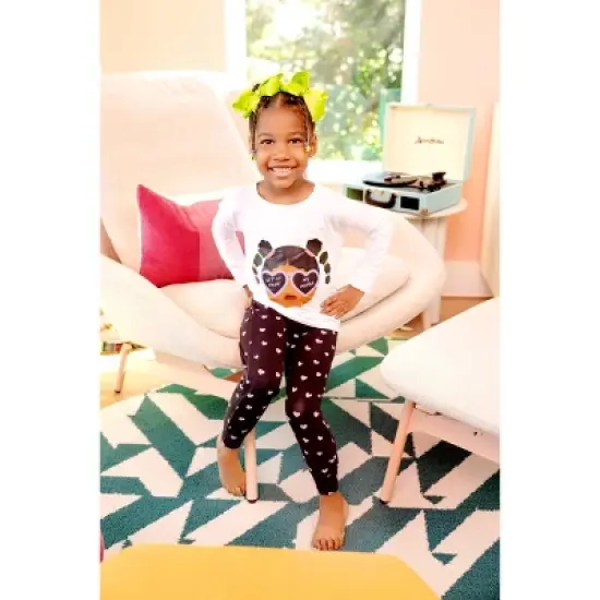 Elle Olivia Toddler Girls' 2pc Pig Tail Hearts Pajama Set - Black  image {5}