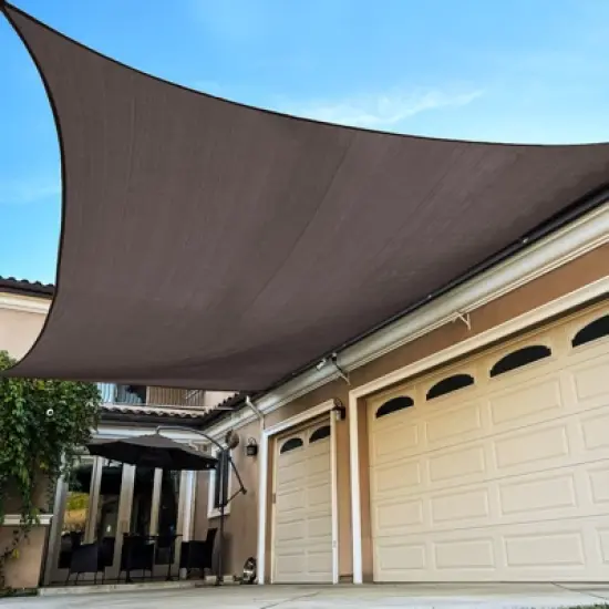 Handpoint Rectangle Patio Sun Shade Sail &ndash; Brown, UV-Blocking Outdoor Canopy image {11}