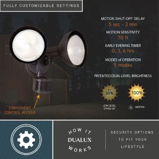 VAXCEL Motion Sensor Dusk to Dawn Outdoor Security Flood Light - 180 Degree Range - 70 Ft. image {3}