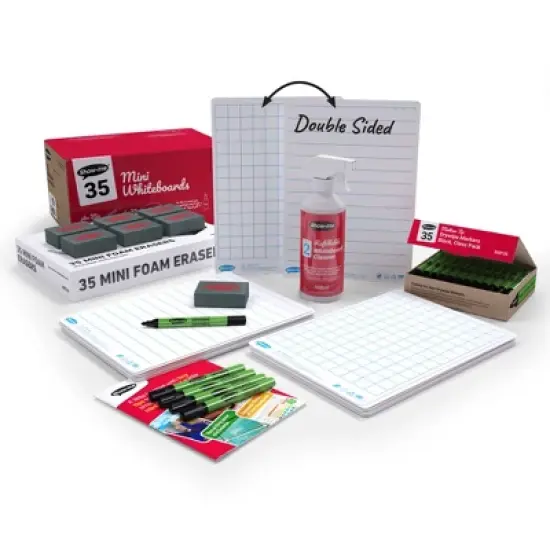 Show-me&reg; Classpack of 35 x A4 Lined/Gridded Double Sided Lapboards, with Pens, Erasers, Cleaner image {9}