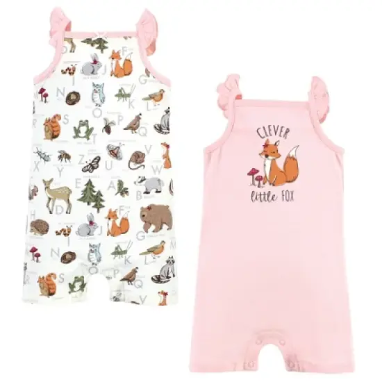 Touched by Nature Infant Girl Organic Cotton Rompers, Woodland Alphabet image {4}