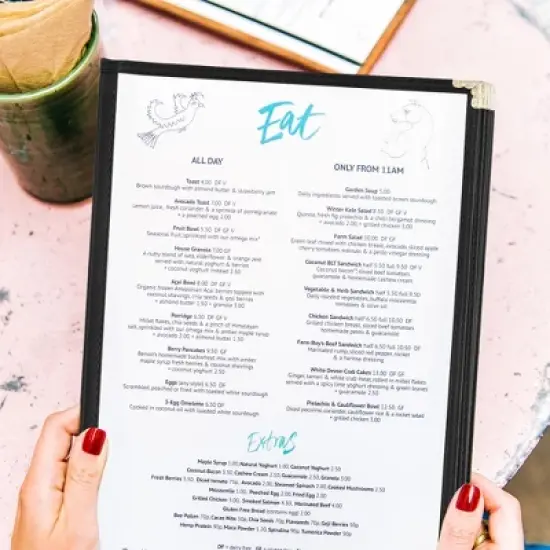 WeChef 20 Menu Covers 5 Page 10 View 8.5 x 14" Legal Restaurant Cafe Fold Black image {8}