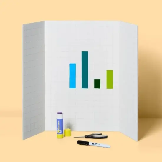 18"x24" Gridlines Tri-Fold Foam Poster Board - up&up&trade;: Trifold Presentation Display, White, EPS Material image {1}