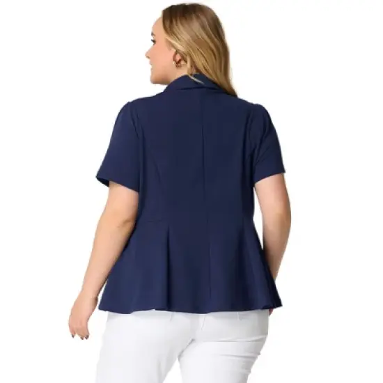 Agnes Orinda Women's Plus Size Formal Office Work Short Sleeve Button Blazers image {3}
