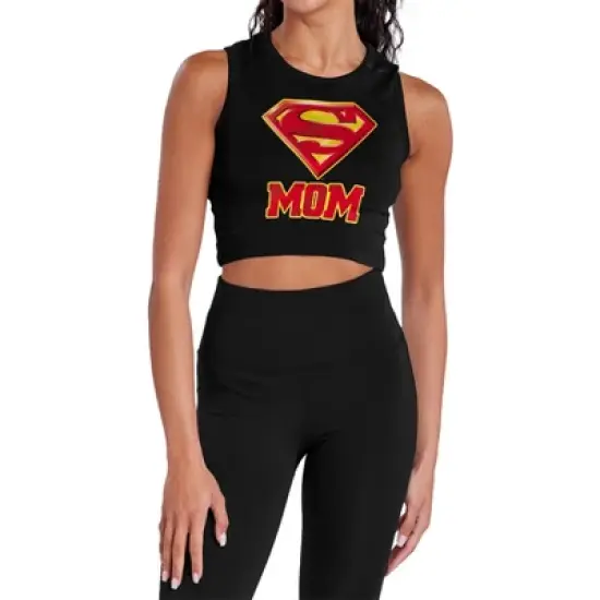 Women's Superman Super Mom Sleeveless Crop Top Tank image {5}