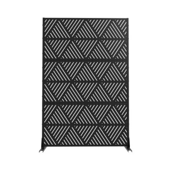 72" H&times;47"W Dovelina Black Privacy Screen Decorative Garden Fence with Triangle Pattern image {4}