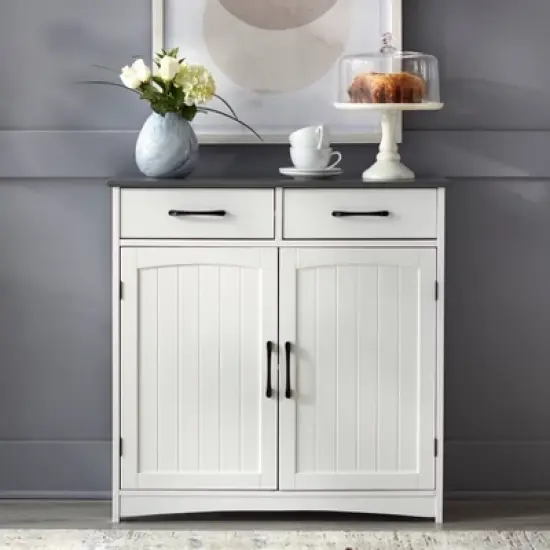Dalton 2 Door Buffet Cabinet White/Charcoal Gray - Buylateral image {1}