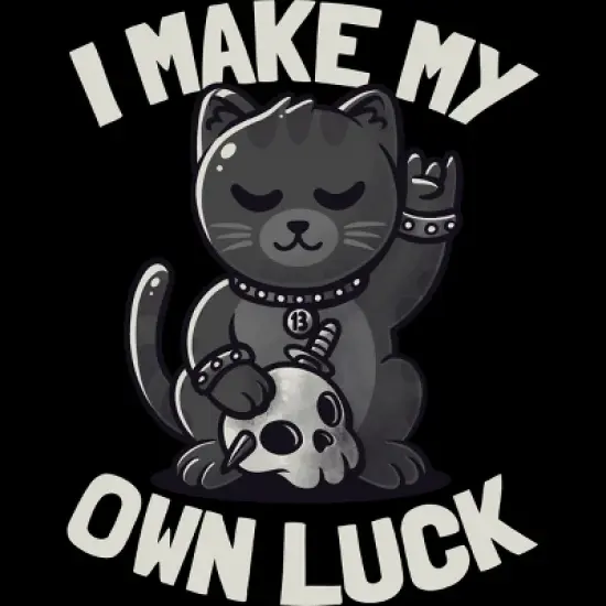 Junior's Design By Humans I Make My Own Luck Cute Evil Beckoning Cat Gift By EduEly T-Shirt image {1}