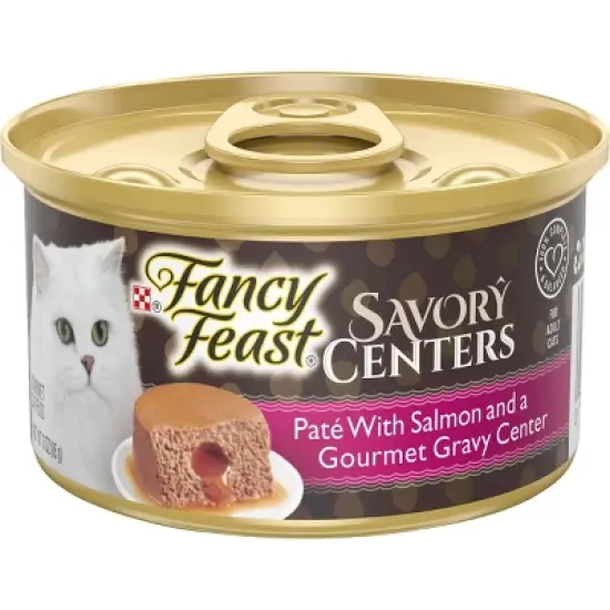 Purina Fancy Feast Savory Centers Pat&eacute; with Salmon and a Gourmet Gravy Center Wet Cat Food - 3oz/24pk image {6}