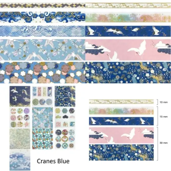 Wrapables Decorative Gold Foil Washi Tape and Sticker Set for Stationery, Diary, Card Making (10 Rolls & 10 Sheets) image {7}