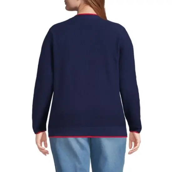 Lands' End Women's Fine Gauge Cotton Cardigan and Tank Sweater Set image {1}