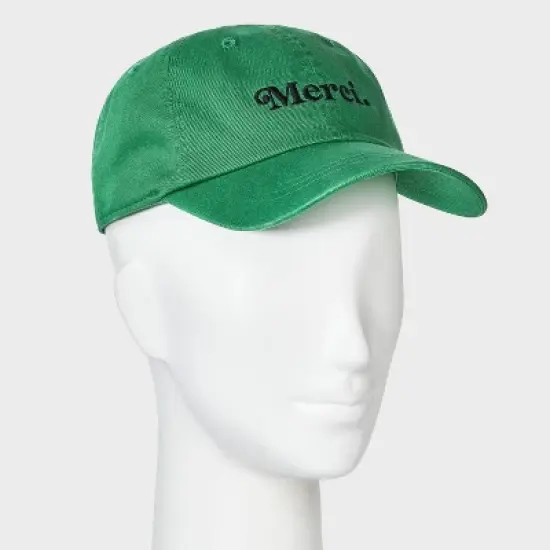 Merci Embroidered Baseball Hat - Universal Thread&trade; Green image {1}