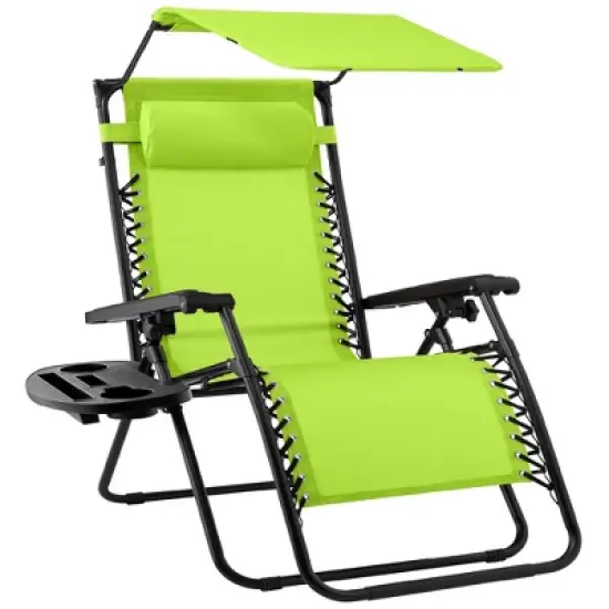 Best Choice Products Folding Zero Gravity Recliner Patio Lounge Chair w/ Canopy Shade, Headrest, Tray image {21}