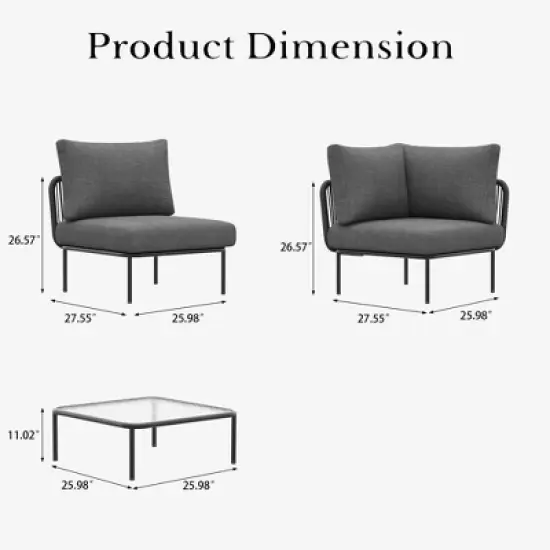 LayinSun 7 Pieces Rope Woven Patio Furniture Set, Modern Modular Sectional Sofa with Coffee Table and Upgrade Thickness Cushion image {6}