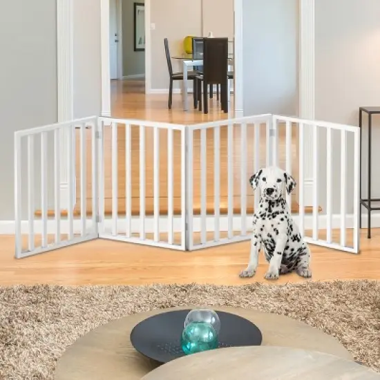 Pet Adobe Freestanding Foldable 4-Panel Pet Gate - White image {4}