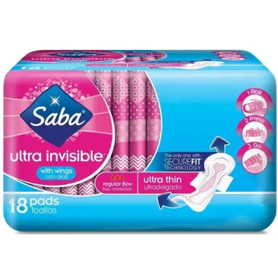 Saba Ultra Invisible Thin Regular Pads - 18ct image {3}