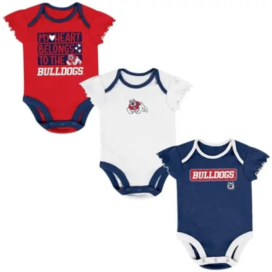 NCAA Fresno State Bulldogs Infant Girls' 3pk Bodysuit Set image {4}