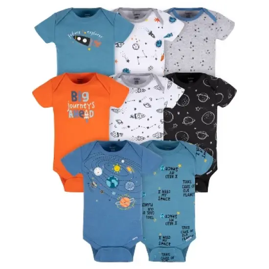 Gerber Baby Boys' Short Sleeve Onesies&reg; Bodysuits, 8-Pack image {14}