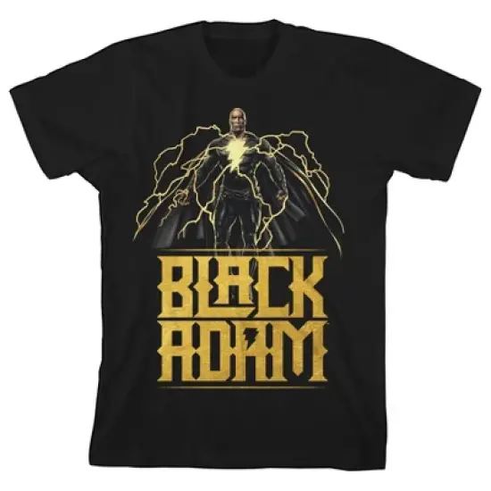 Black Adam with Gold Effect Logo Black T-Shirt Toddler Boy to Youth Boy image {3}