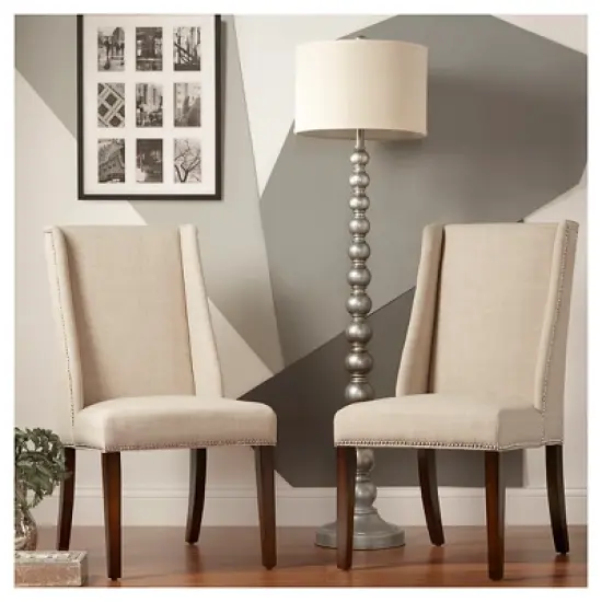 Set of 2 Harlow Wingback Dining Chair with Nailheads Oatmeal - Inspire Q image {3}