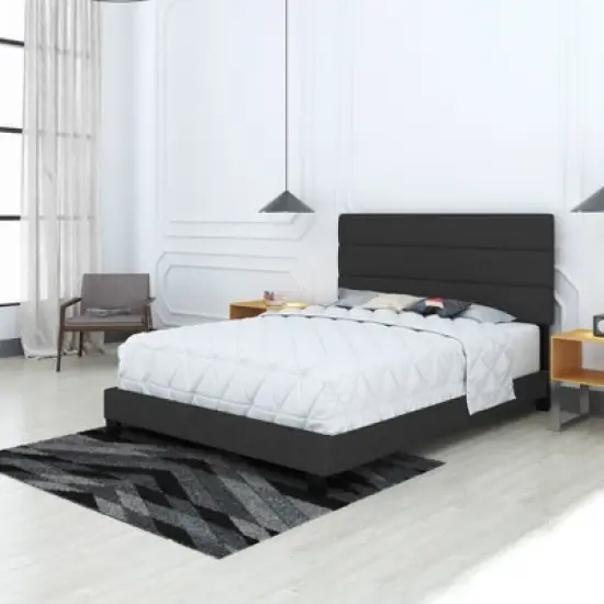 Marino Linen Channel Upholstered Platform Bed - Eco Dream image {3}