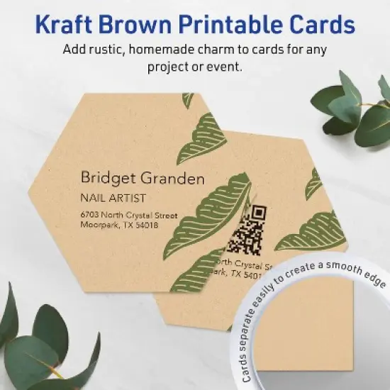 Avery Hexagon Business Cards, 2-1/2" x 2-9/10", Kraft Brown, 300 Total image {2}