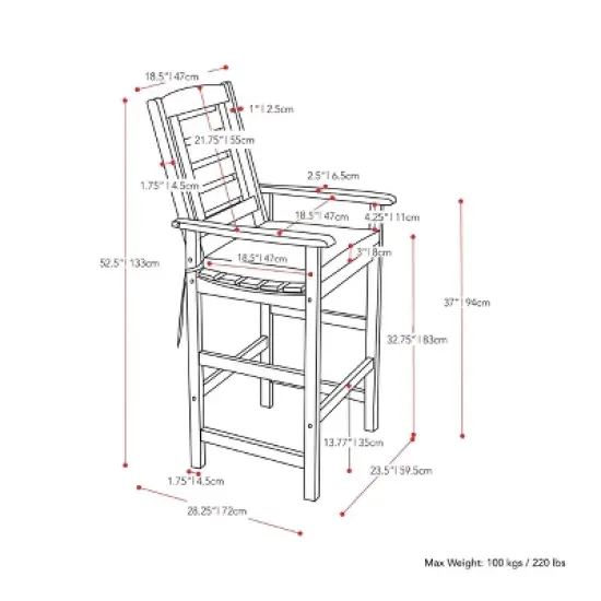 Miramar 5pc Square Wood Patio Bar Height Dining Set - Cinnamon Brown/Black - CorLiving image {9}