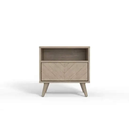 eLuxury Chevron Wood Nightstand with Drawer image {8}