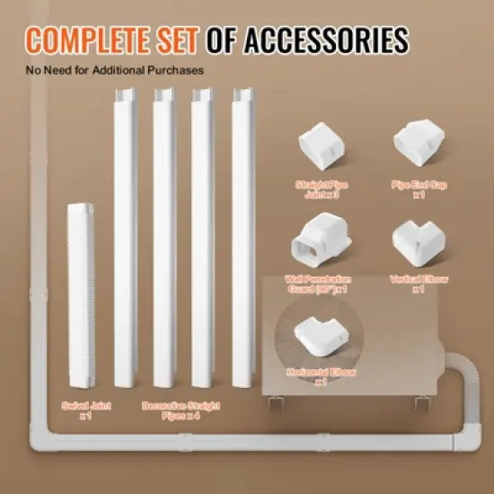 VEVOR Mini Split Line Set Cover 3-inch W 15.8Ft L, PVC Decorative Pipe Line Cover For Air Conditioner with 4 Straight Ducts, White image {4}