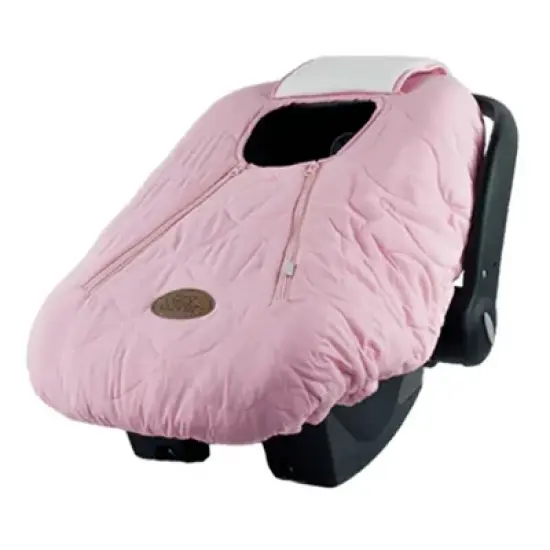 CozyBaby Cozy Cover Quilted Infant Car Seat Insulating Cover w/Dual Zippers, Face Shield, & Elastic Edge for Travel During Winter Months, Light Pink image {1}