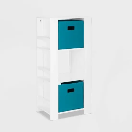 Kids' Book Nook Collection Cubby Storage Tower and Bookshelves with 2 Bins - RiverRidge  image {4}