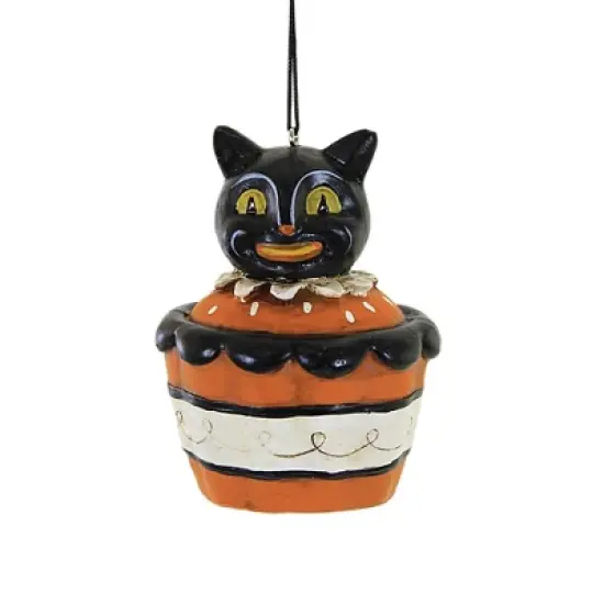 Holiday Ornament 3.25 In Halloween Cupcake Halloween Tree Ornament , Halloween Decor Pumpkin Owl Black Cat (3PC) image {2}