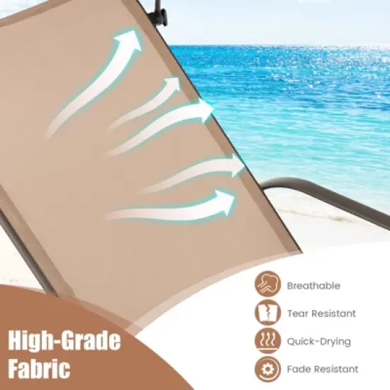 Tangkula Set of 2 Heavy-Duty Chaise Lounge 5-Level Adjustable Patio Recliner Canopy image {2}