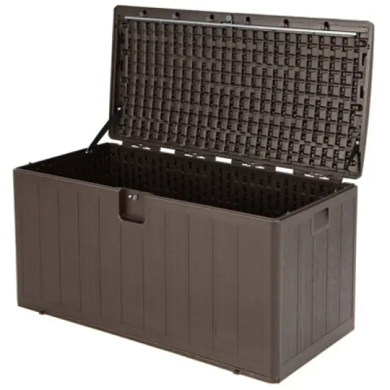 WELLFOR 105gal HDPE Lockable Storage Container Deck Box Brown image {6}