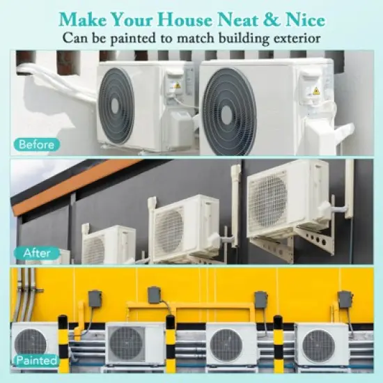 Costway 4" PVC Decorative Mini Split Line Set Cover with Flexible Duct & Straight Duct image {6}