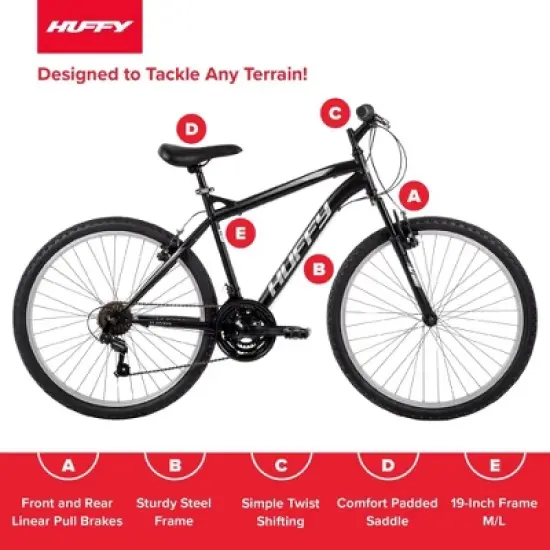 Huffy Highland Mountain Bike - 26" Wheels - 21 Speeds - M/L - Black image {14}