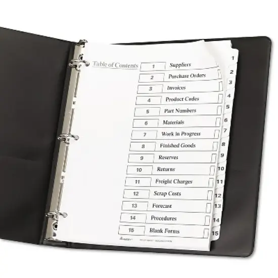 Avery Ready Index Customizable Table of Contents Black & White Dividers 15-Tab Ltr 11142 image {2}