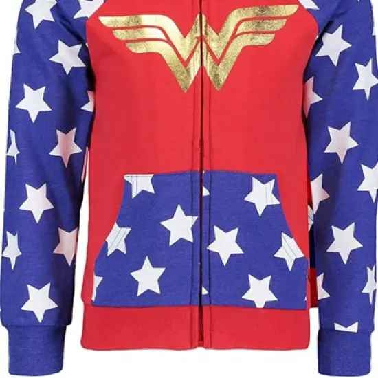 DC Comics Justice League Wonder Woman Girls French Terry Zip Up Costume Hoodie Little Kid to Big Kid  image {4}